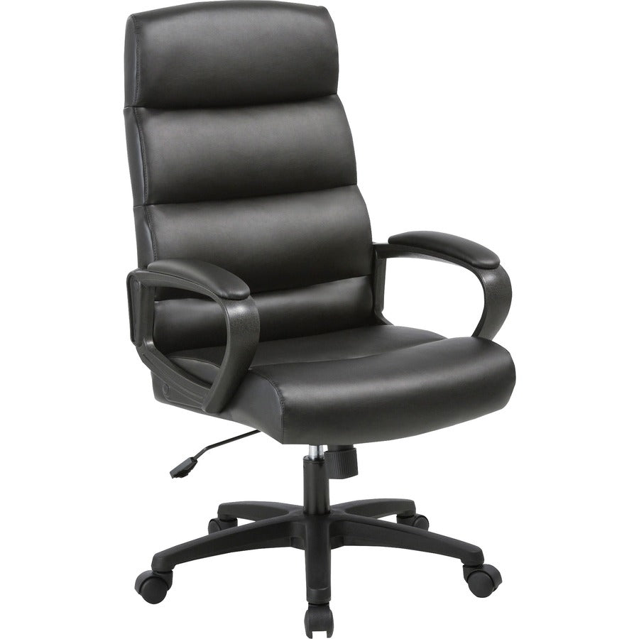 SOHO Colline High-Back Chair with Fixed Arms - Black Seat Color - Bonded Leather Seat Material - Black Back Color - Bonded Leather Back Material - High Back - 5-star Base - 1 Each