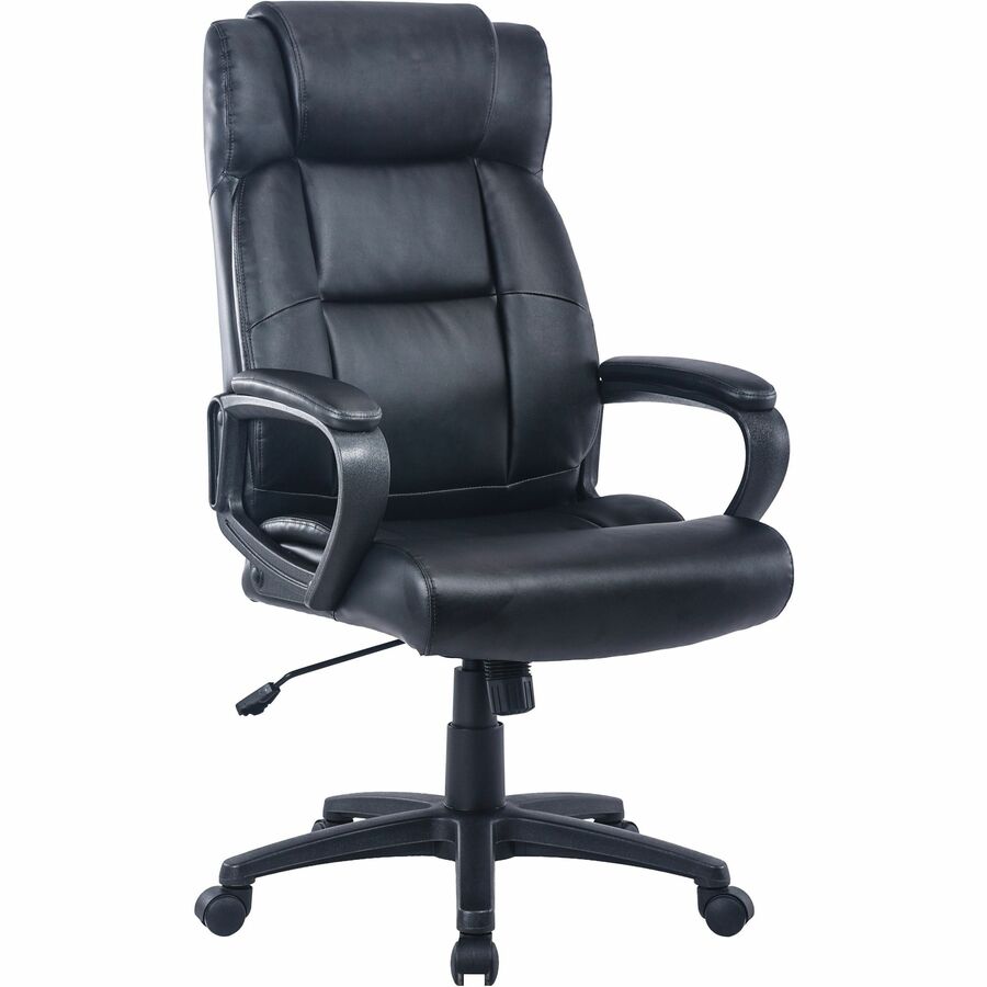 Lorell High-back Executive Chair - Black Seat Color - Bonded Leather Seat Material - Black Back Color - Bonded Leather Back Material - High Back - 5-star Base - 1 Each