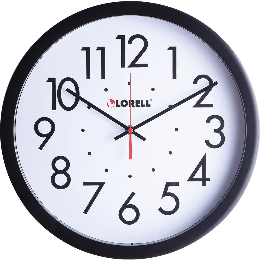Lorell 14-1/2" Self-Set Wall Clock - Analog - Quartz - White Main Dial - Black Case
