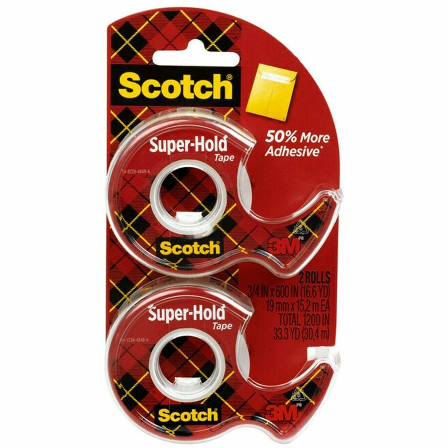 Scotch Super-Hold Tape - 16.67 yd Length x 0.75" Width - Translucent - Dispenser Included - 1 Pack
