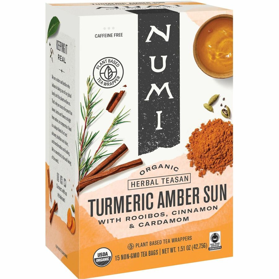 Numi Organic Turmeric Golden Tonic Amber Sun Herbal Tea Bag - Herbal Tea - 1.5 oz - Organic - 1 Box