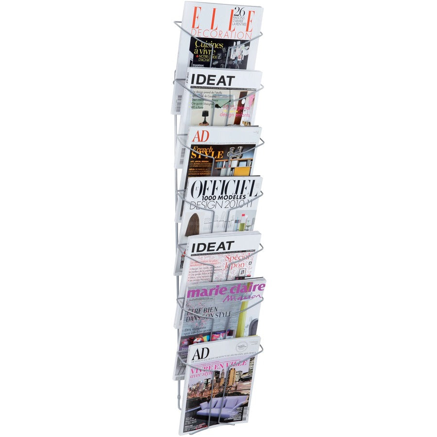 Alba Wire A4 Display 7 Compartments - 400 x Sheet - 7 Compartment(s) - Compartment Size : 1.57" - 44.09" Height x 9.84" Width x 5.12" Depth - Chrome - Metal - 1 Each