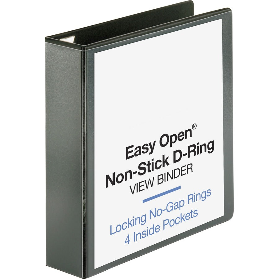 Business Source Locking D-Ring View Binder - 2" Binder Capacity - Letter - 8 1/2" x 11" Sheet Size - 500 Sheet Capacity - Fastener: D-Ring - Pocket: 4, Inside Front & Back - Polypropylene, Chipboard - Black - Recycled - Locking Ring, Clear Overlay, Non...