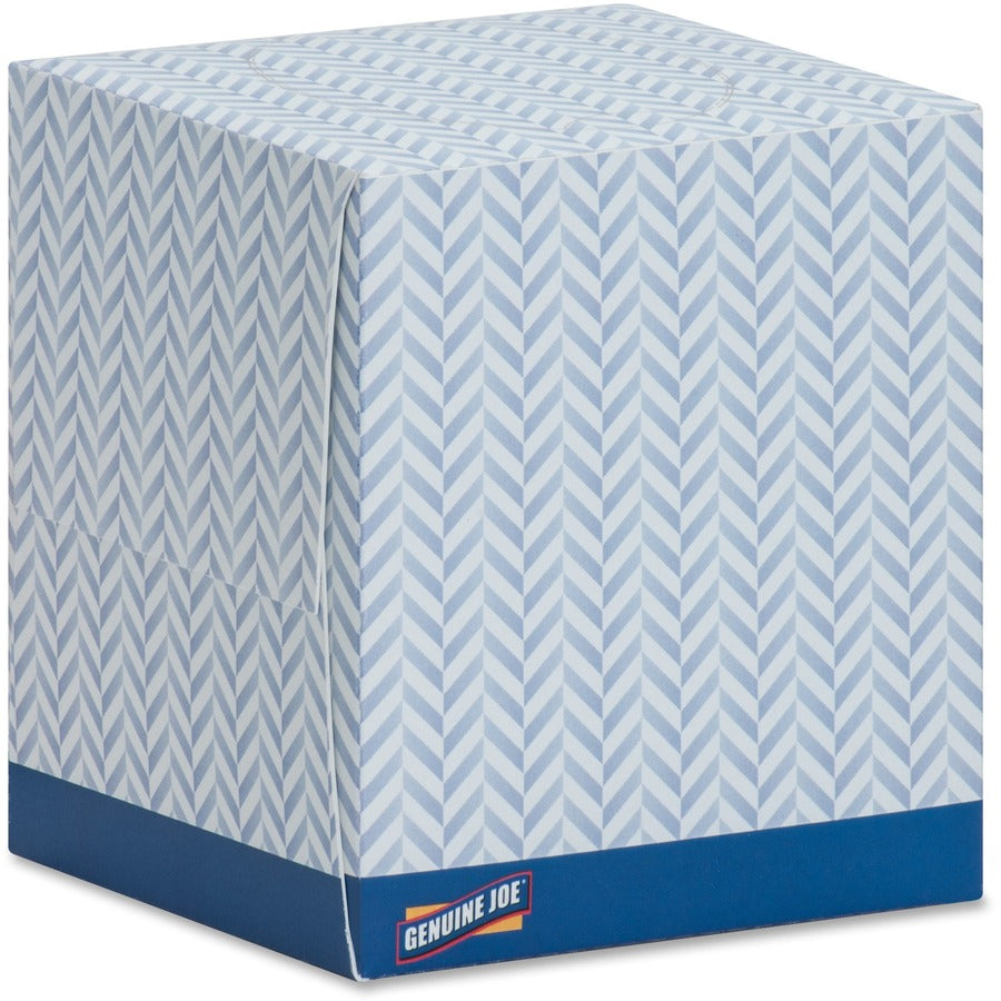 Genuine Joe Cube Box Facial Tissue - 2 Ply - Interfolded - White - 85/Box - 48 / Pallet