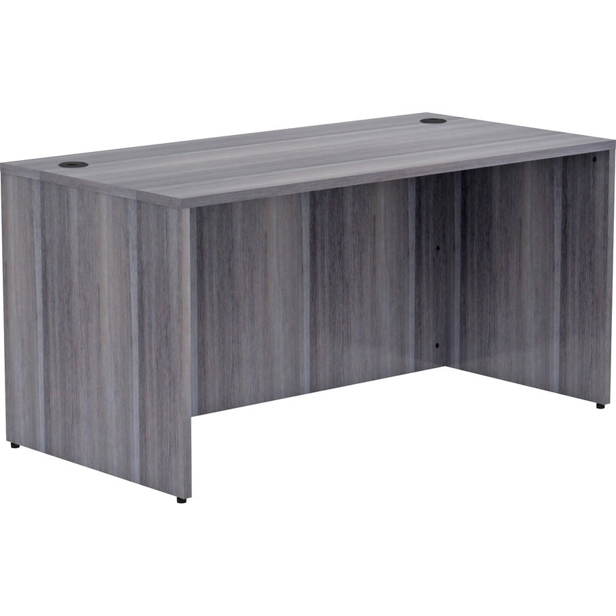 Lorell Essentials Series Rectangular Desk Shell - 29.5" Height x 60" Width x 30" Depth, 1" Thickness Top - Laminate, Weathered Charcoal Table Top - Grommet, Durable, Modesty Panel, Adjustable Floor Guide - 1 Each