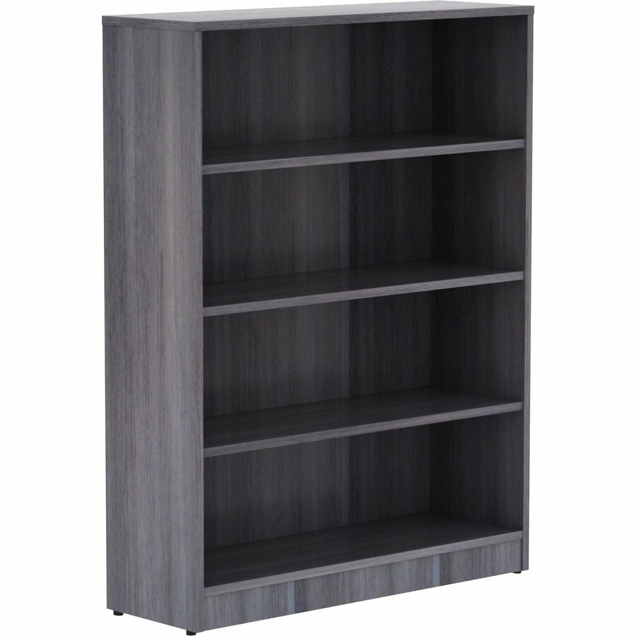 Lorell Laminate Bookcase - 4 Shelf(ves) - 48" Height x 36" Width x 12" Depth - Sturdy, Adjustable Shelf, Square Corner, Adjustable Feet - Weathered Charcoal - Thermally Fused Laminate - 1 Each
