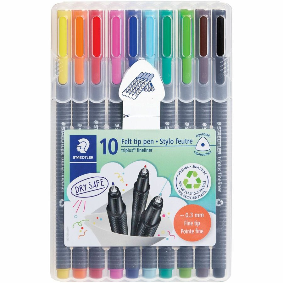 Staedtler Triplus Fineliner 10-piece Porous Point Pens - Water Based - 1 Each
