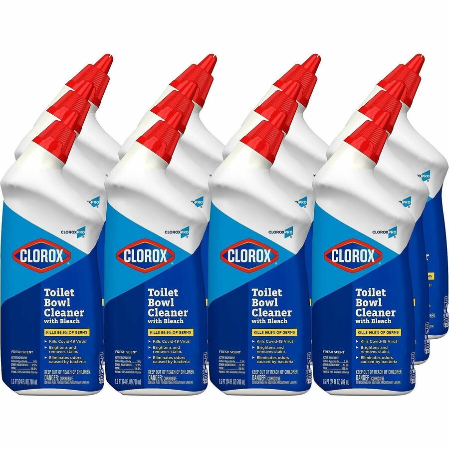 CloroxPro™, Toilet Bowl Cleaner with Bleach - For Multipurpose - Gel - 24 fl oz (0.8 quart) - Fresh Scent - Recommended For: Stain Remover, Bacteria Remover, Odor Remover, Germs Remover - Disinfectant, Deodorize - Clear - 30 / Bundle