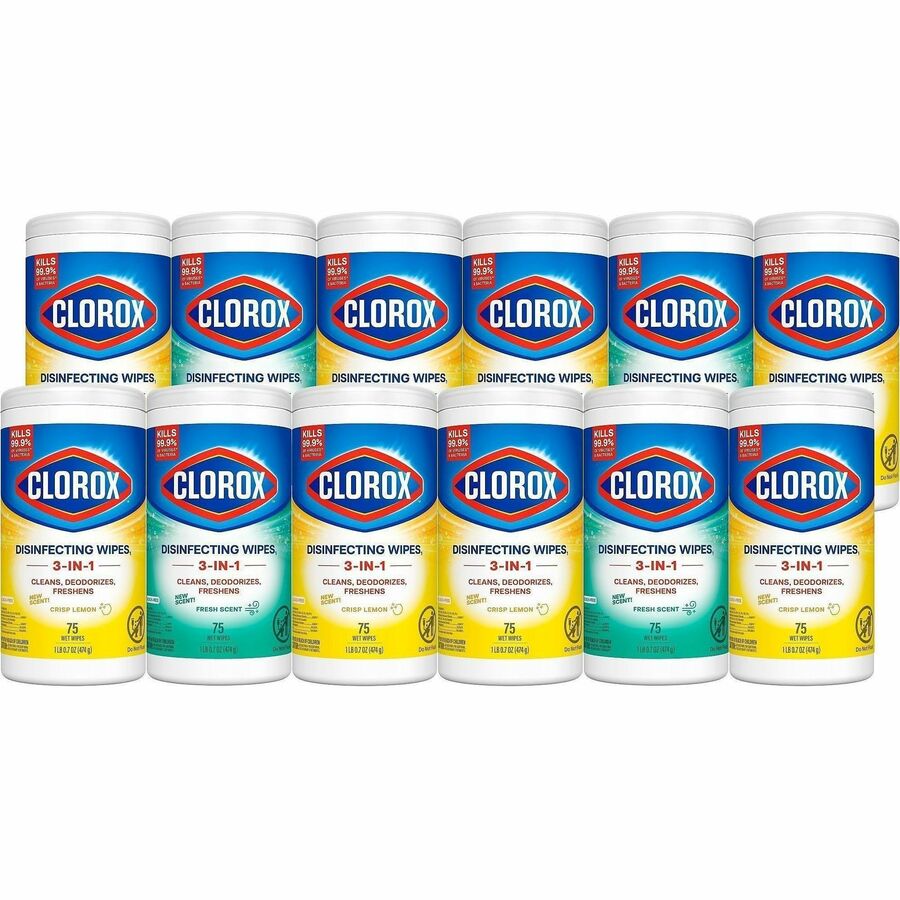 Clorox Disinfecting Bleach Free Cleaning Wipes Value Pack - For Multi Surface, Multipurpose - Ready-To-Use - Wipe - Fresh, Crisp Lemon Scent - Recommended For: Grease Remover, Soap Scum Remover, Grime Remover, Germs Remover, Bacteria Remover, Dust Mite...
