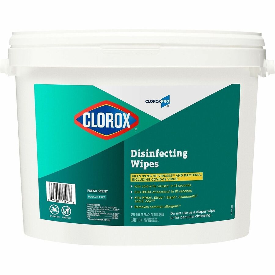 CloroxPro™, Disinfecting Wipes - For Multi Surface, Multipurpose - Ready-To-Use - Wipe - Fresh Scent - Recommended For: Bacteria Remover, Germs Remover, Virus Remover, Pet Dander Remover, Allergen Remover, Pollen Remover, Grass Remover, Spill Remo...
