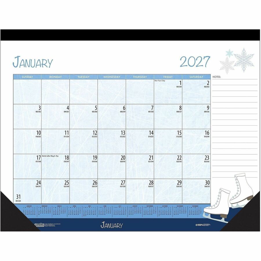 House of Doolittle Monthly Deskpad Calendar Seasonal Holiday Depictions 22 x 17 Inches - Julian Dates - Monthly - 12 Month - January 2027 to December 2027 - 1 Month Single Page Layout - Desk Pad - Multi - Leatherette - 17" Height x 22" Width - 1 Each