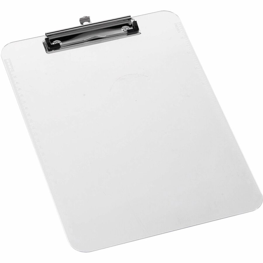 Business Source Flat Clip Clipboard - 9" x 12" Sheet Size - Plastic - Clear - 6 / Bundle
