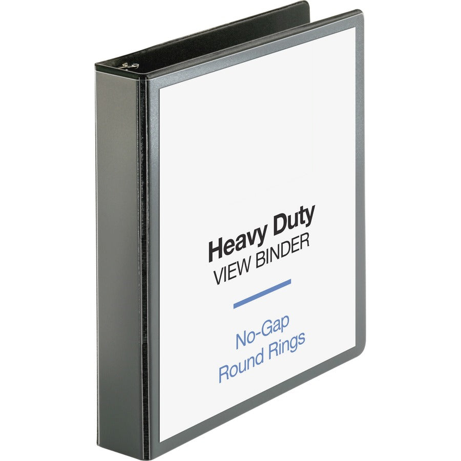 Business Source Premium Round Ring View Binder - 1 1/2" Binder Capacity - Letter - 8 1/2" x 11" Sheet Size - 350 Sheet Capacity - Fastener: Round Ring - Pocket: 2, Internal - Polypropylene, Chipboard - Black - Wrinkle-free, Non-glare, Transfer Safe, Ga...