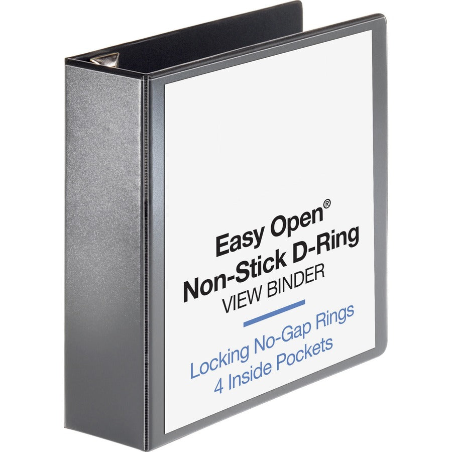 Business Source Locking D-Ring View Binder - 3" Binder Capacity - Letter - 8 1/2" x 11" Sheet Size - 650 Sheet Capacity - Fastener: D-Ring - Pocket: 4, Inside Front & Back - Polypropylene, Chipboard - Black - Recycled - Non-glare, Acid-free, Exposed Ri...