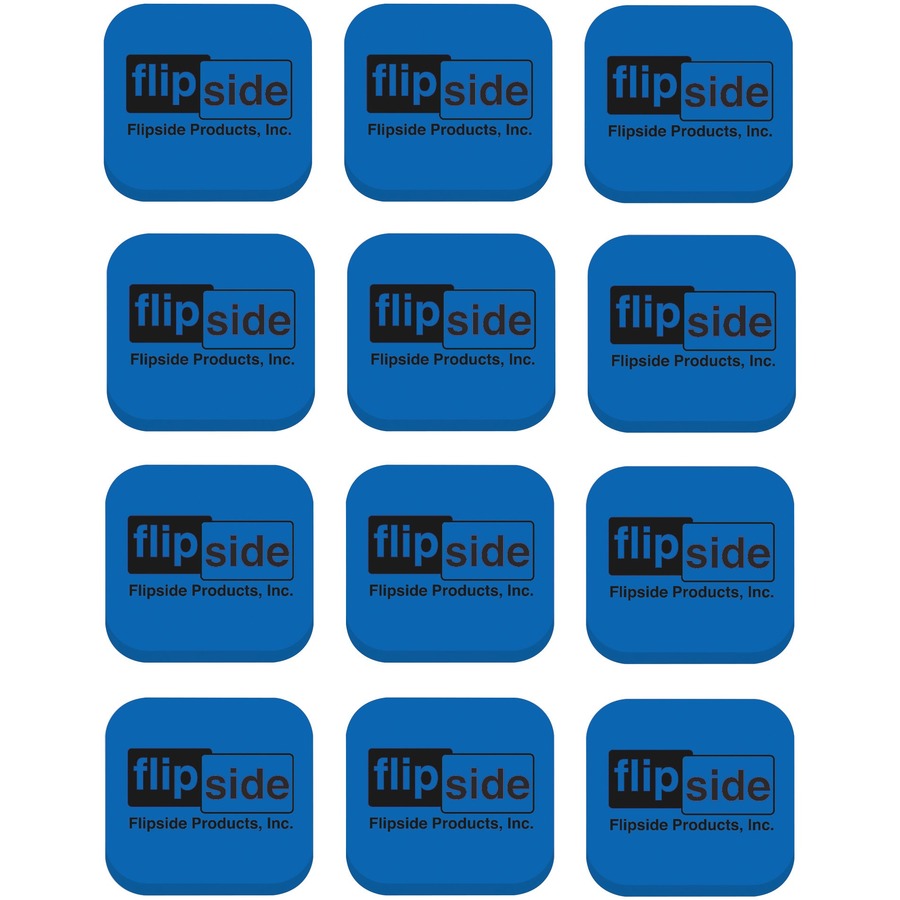 Flipside Magnetic Whiteboard Student Erasers - Blue - Square - EVA Foam - 2" Width x 2" Height x 2" Length - 12 / Pack - Magnetic