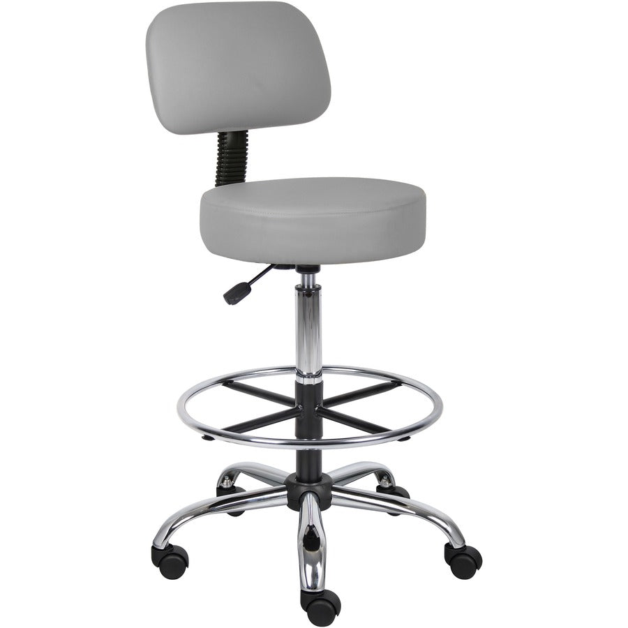 Boss B16245-GY Drafting Stool - Gray Seat Color - Vinyl, Foam Seat Material - Gray Back Color - Vinyl, Plush Back Material - 5-star Base - 1 Each