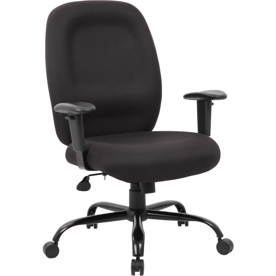 Boss Heavy Duty Task Chair- 400 lbs - Black Seat Color - Crepe Fabric Seat Material - Black Back Color - Crepe Fabric Back Material - Black Frame Color - 5-star Base - Armrest - 1 Each