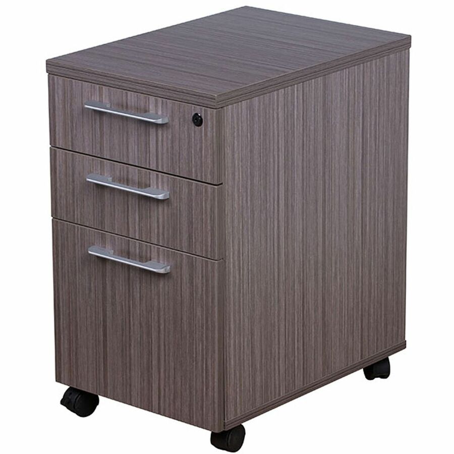 Boss Simple System Mobile Pedestal Box/Box/File - 26.8" Height x 15.8" Width x 22" Depth - Finish: Driftwood, Silver - 1 Each