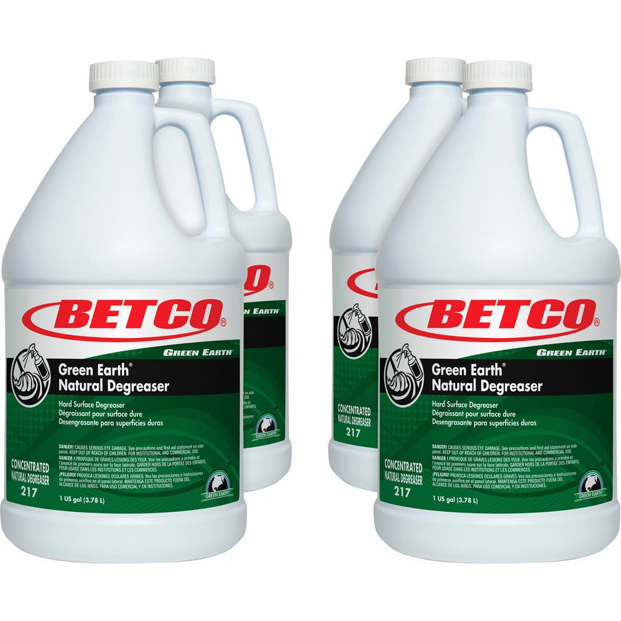 Betco Green Earth Natural Degreaser - Concentrate - 128 fl oz (4 quart) - Bio-based, Phosphate-free - Dark Green - 4 / Carton