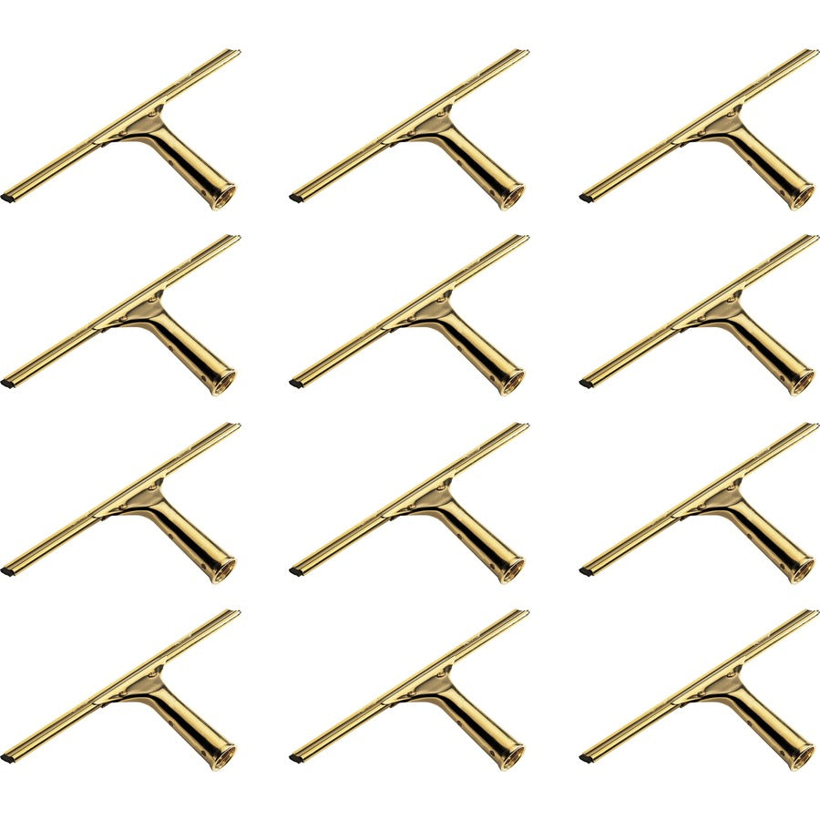 Ettore Brass Squeegee - Rubber Blade - 5.5" Height x 11.8" Width x 1.3" Length - Lightweight, Changeable Blade, Streak-free - Brass - 12 / Carton