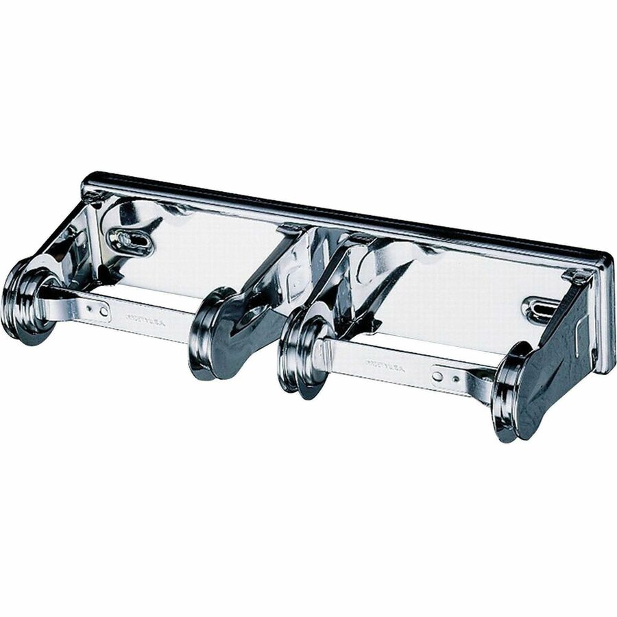 San Jamar 2-Roll Locking Bath Tissue Dispensers - Roll Dispenser - 2 x Roll - 2.8" Height x 12.4" Width x 4.5" Depth - Chrome - Anti-theft, Lockable - 12 / Carton