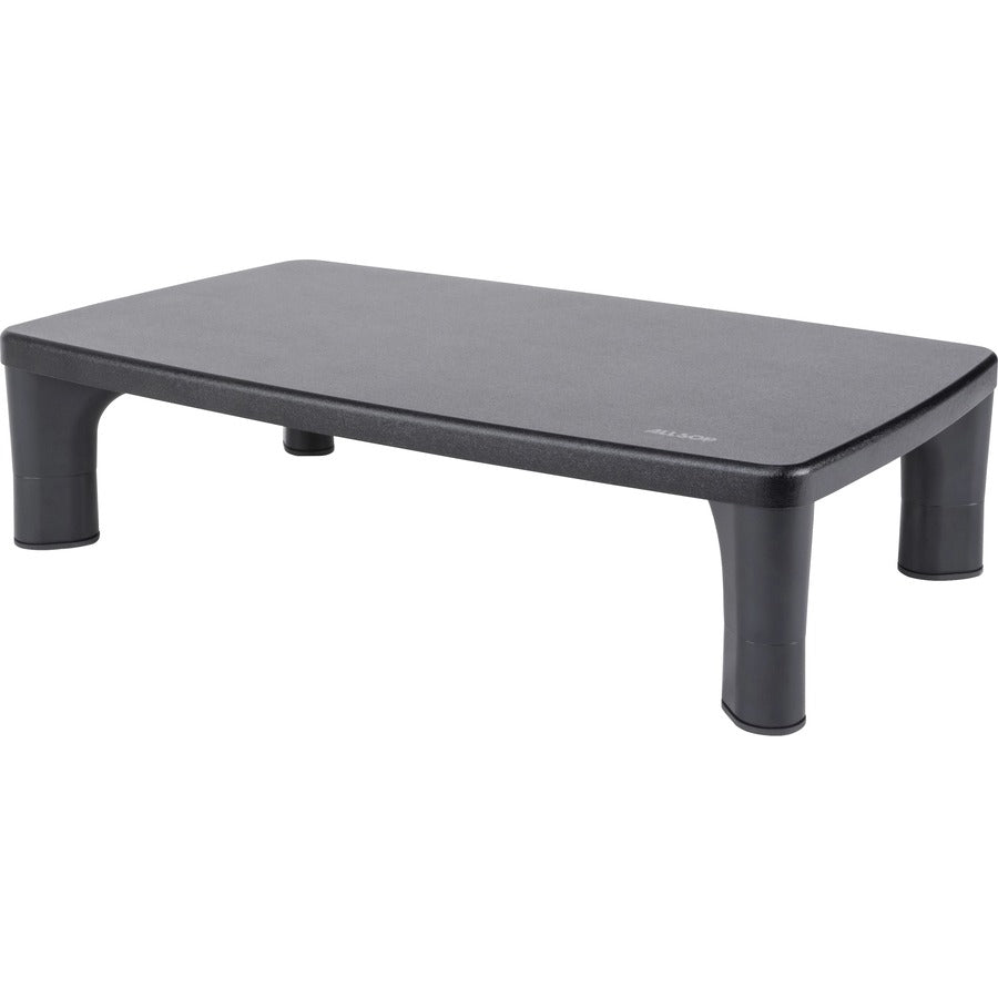 Allsop Hi-Lo Adjustable Monitor Stand - (32190) - Up to 32" Screen Support - 30 lb Load Capacity - 4" Height x 15.80" Width x 9.50" Depth - Medium Density Fiberboard (MDF), Rubber - Black - Sturdy, Non-slip, Ergonomic