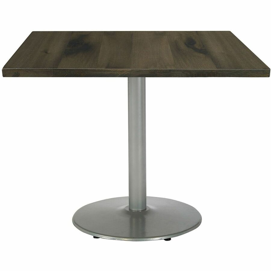 KFI 30" Square Wood Pedestal Table - Barnwood Square Top - Pedestal Base - Assembly Required - Vintage Wood Top Material - 1 Each