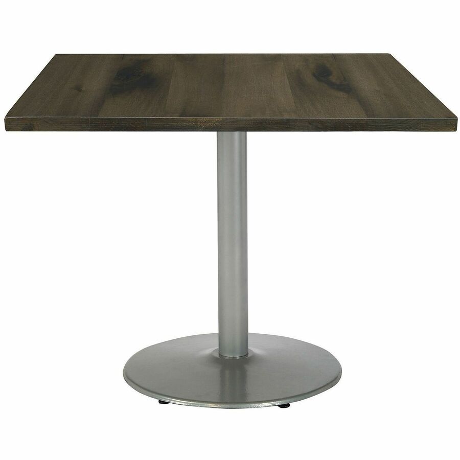 KFI 42" Square Wood Pedestal Table - Barnwood Square Top - Pedestal Base - Assembly Required - Vintage Wood Top Material - 1 Each