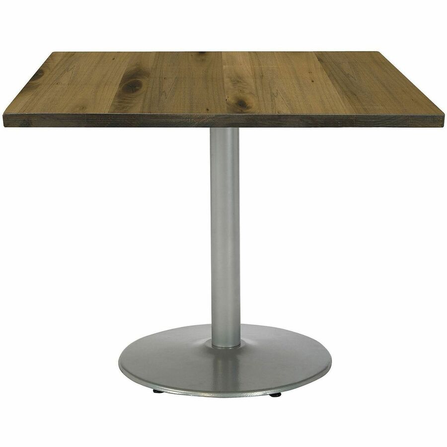 KFI 42" Square Wood Pedestal Table - Natural Square Top - Pedestal Base - Assembly Required - Vintage Wood Top Material - 1 Each