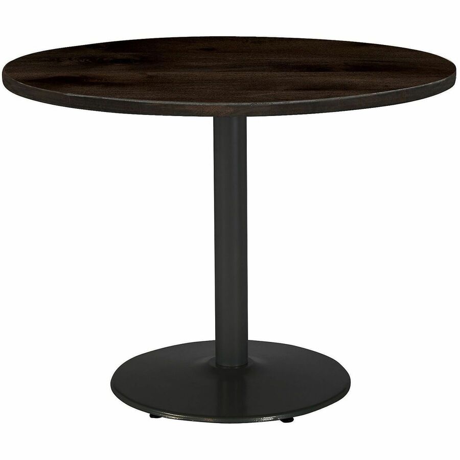 KFI 30" Round Vintage Wood Top Table - Round Top - 30" Height - Assembly Required - Espresso - Vintage Wood - 1 Each