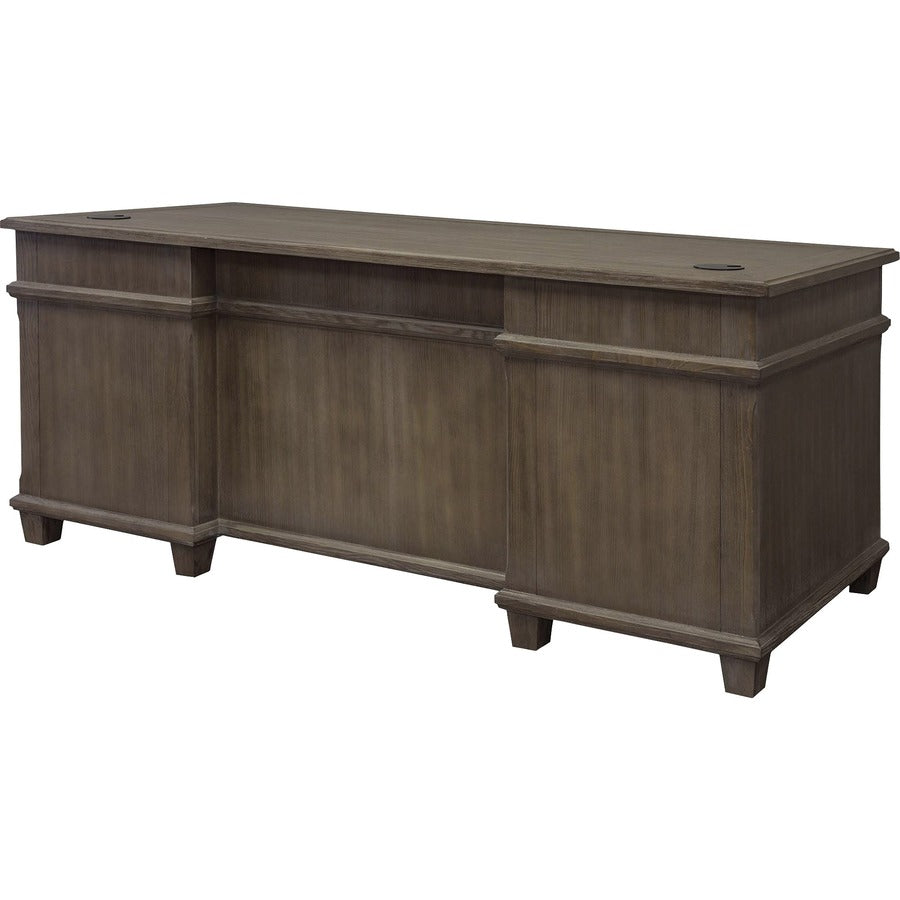 Martin Carson Double Pedestal Desk - 7-Drawer - Total Drawer(s): 7 - Double Pedestal - Material: Veneer, Solid Lumber - Finish: Weathered Dove - 1 Each