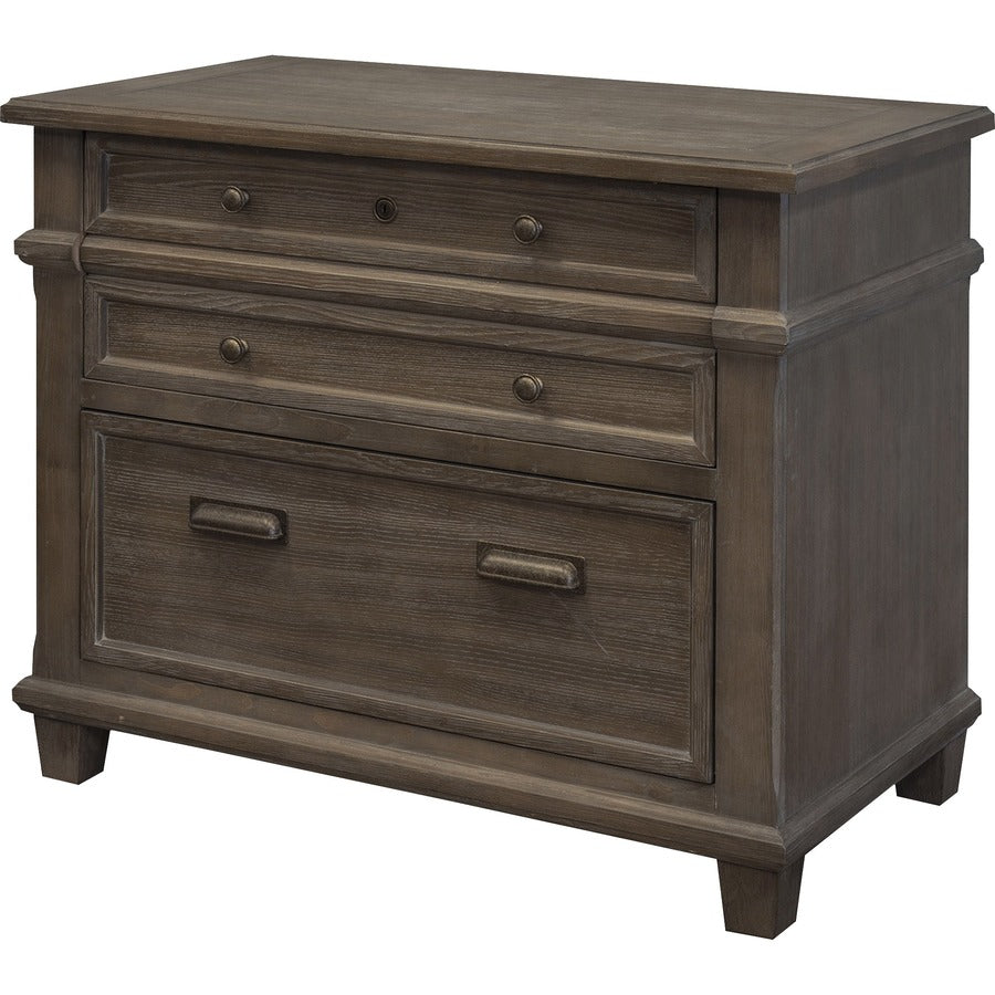 Martin Carson Lateral File - 2-Drawer - Total Drawer(s): 2 - Material: Veneer, Solid Lumber - Finish: Weathered Dove - 1 Each
