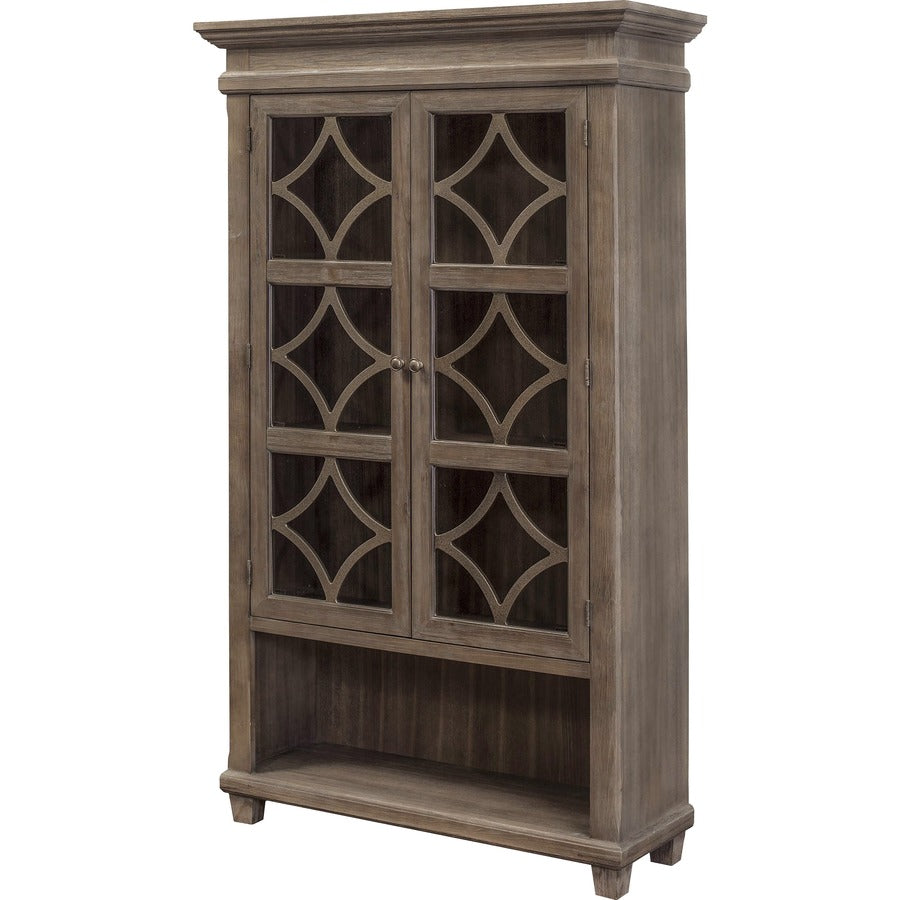 Martin Carson Glass Display Case - 2 Door(s) - 3 Shelve(s) - 2 Adjustable Shelf(ves) - Material: Solid Lumber, Veneer - Finish: Weathered Dove - 1 Each