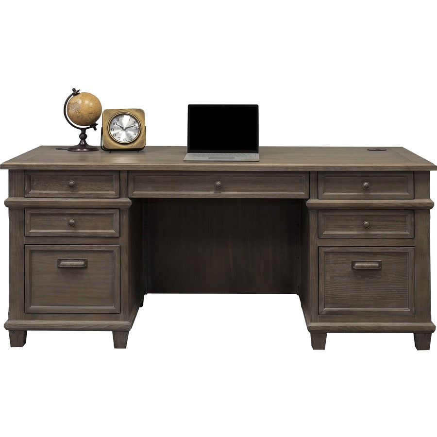 Martin Carson Credenza - 6-Drawer - Total Drawer(s): 6 - Material: Solid Lumber, Veneer - Finish: Weathered Dove - 1 Each