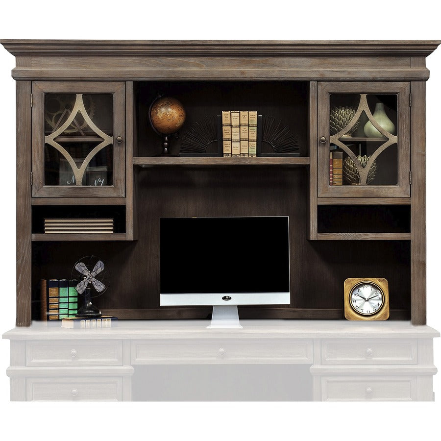 Martin Carson Hutch - 2 Door(s) - 3 Shelve(s) - 2 Adjustable Shelf(ves) - Material: Solid Lumber, Veneer - Finish: Weathered Dove - 1 Each