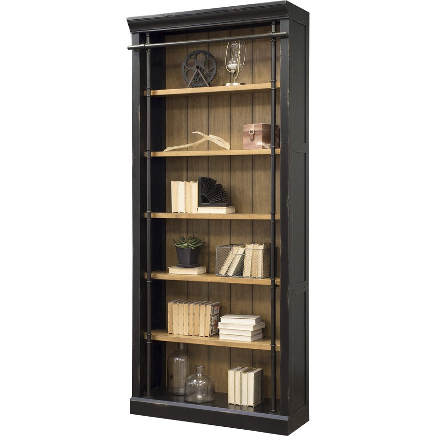 Martin Bookcase - 5 Shelve(s) - 4 Adjustable Shelf(ves) - Finish: Aged Ebony, Warm Honey - Adjustable Shelf - For Home, Office, Library, Book - 1 Each