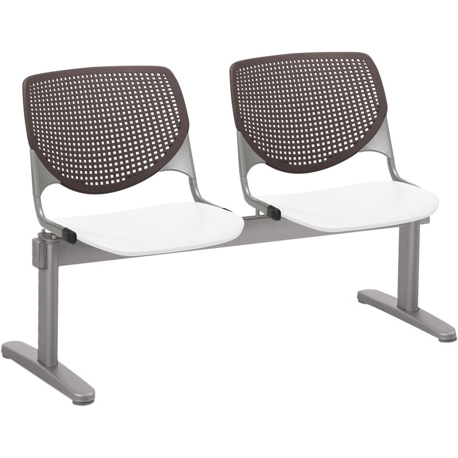 KFI Kool 2 Seat Beam Chair - White Seat Color - Polypropylene Seat Material - Brownstone Back Color - Polypropylene, Aluminum Alloy Back Material - Powder Coated Silver Frame Color - Tubular Steel Frame Material - 1 Each