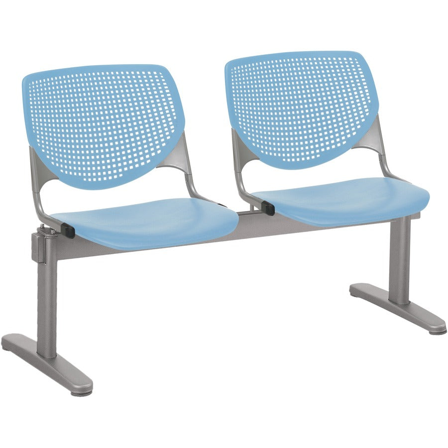 KFI Kool 2 Seat Beam Chair - Sky Blue Seat Color - Polypropylene Seat Material - Sky Blue Back Color - Polypropylene, Aluminum Alloy Back Material - Powder Coated Silver Frame Color - Tubular Steel Frame Material - 1 Each