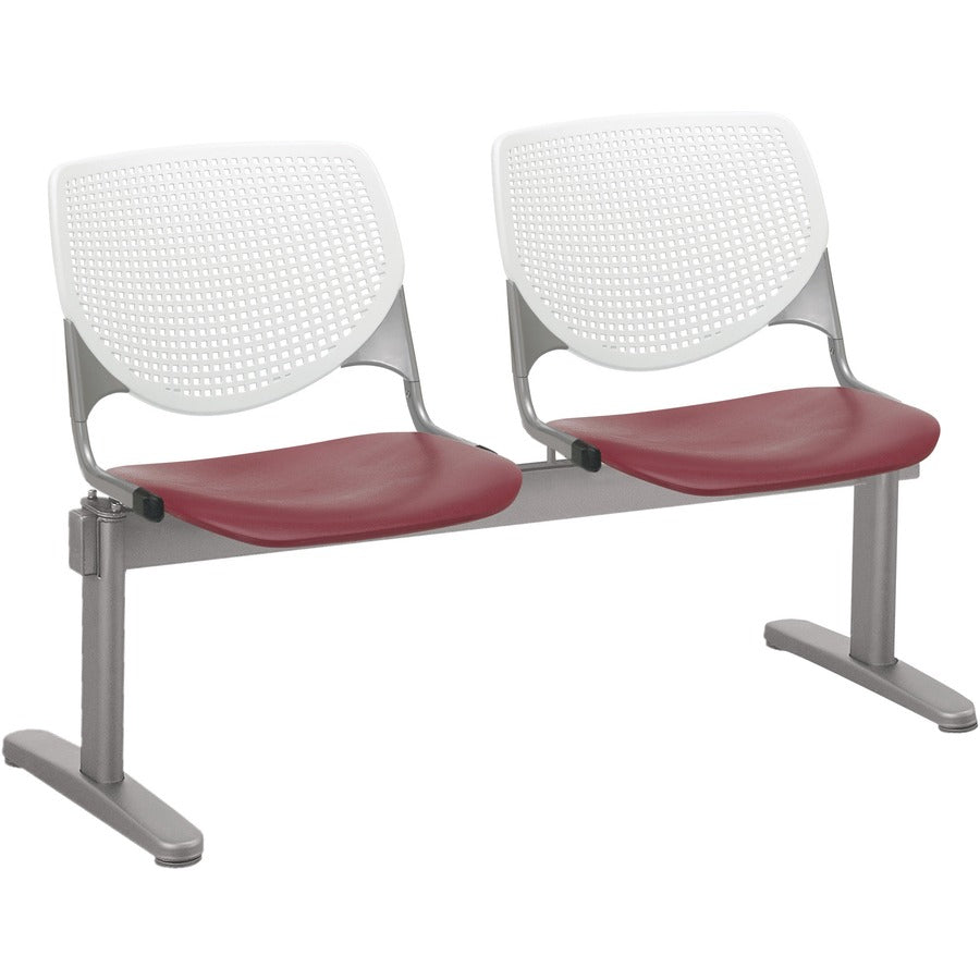 KFI Kool 2 Seat Beam Chair - Burgundy Seat Color - Polypropylene Seat Material - White Back Color - Polypropylene, Aluminum Alloy Back Material - Powder Coated Silver Frame Color - Tubular Steel Frame Material - 1 Each