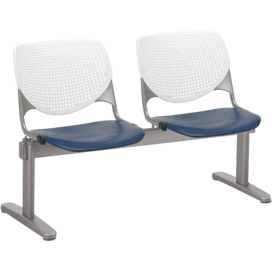 KFI Kool 2 Seat Beam Chair - Navy Seat Color - Polypropylene Seat Material - White Back Color - Polypropylene, Aluminum Alloy Back Material - Powder Coated Silver Frame Color - Tubular Steel Frame Material - 1 Each