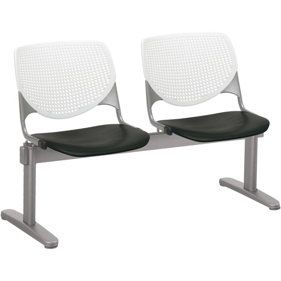 KFI Kool 2 Seat Beam Chair - Black Seat Color - Polypropylene Seat Material - White Back Color - Polypropylene, Aluminum Alloy Back Material - Powder Coated Silver Frame Color - Tubular Steel Frame Material - 1 Each