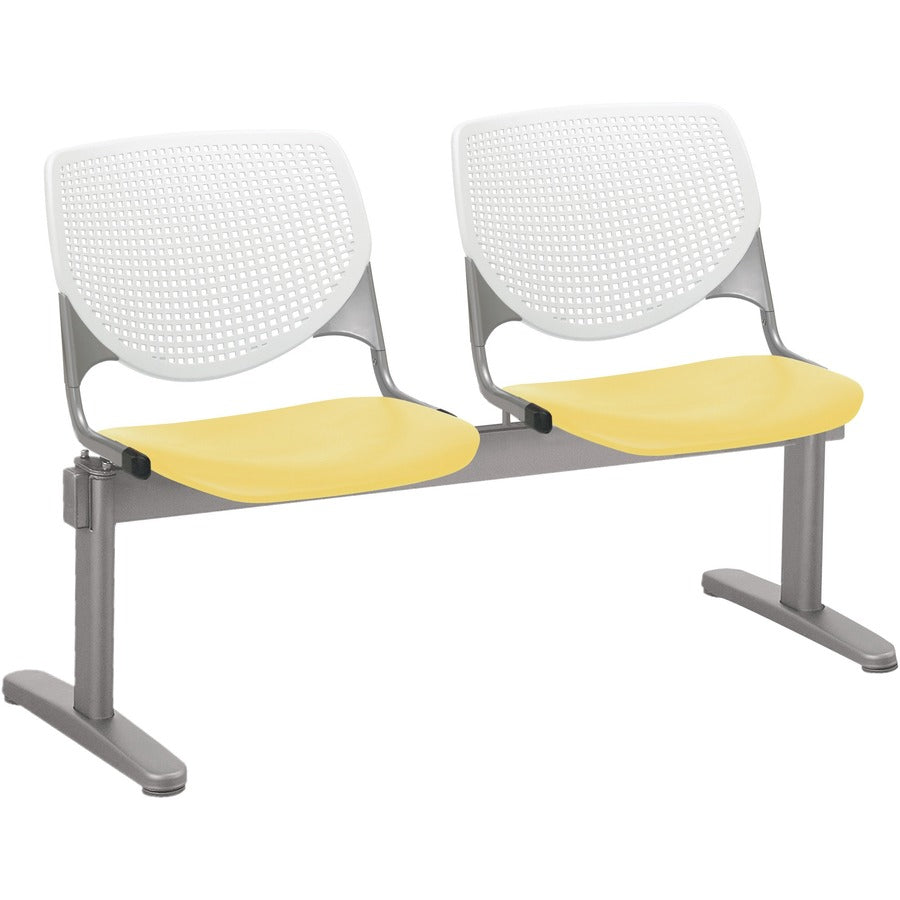 KFI Kool 2 Seat Beam Chair - Yellow Seat Color - Polypropylene Seat Material - White Back Color - Polypropylene, Aluminum Alloy Back Material - Powder Coated Silver Frame Color - Tubular Steel Frame Material - 1 Each
