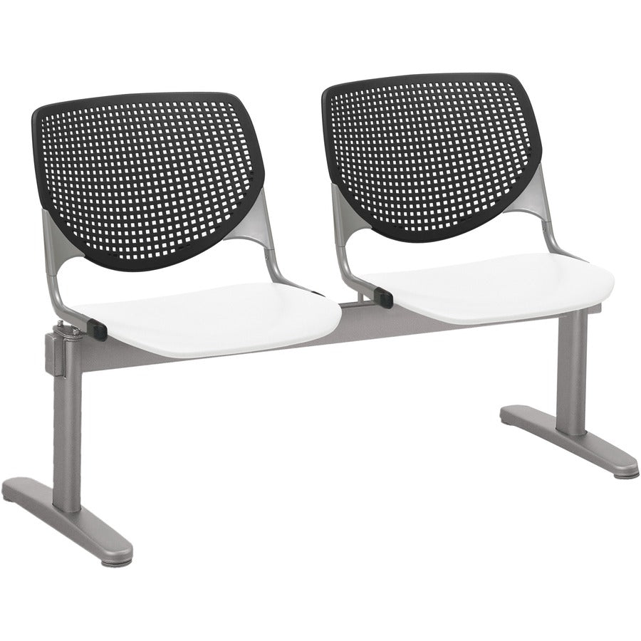 KFI Kool 2 Seat Beam Chair - White Seat Color - Polypropylene Seat Material - Black Back Color - Polypropylene, Aluminum Alloy Back Material - Powder Coated Silver Frame Color - Tubular Steel Frame Material - 1 Each