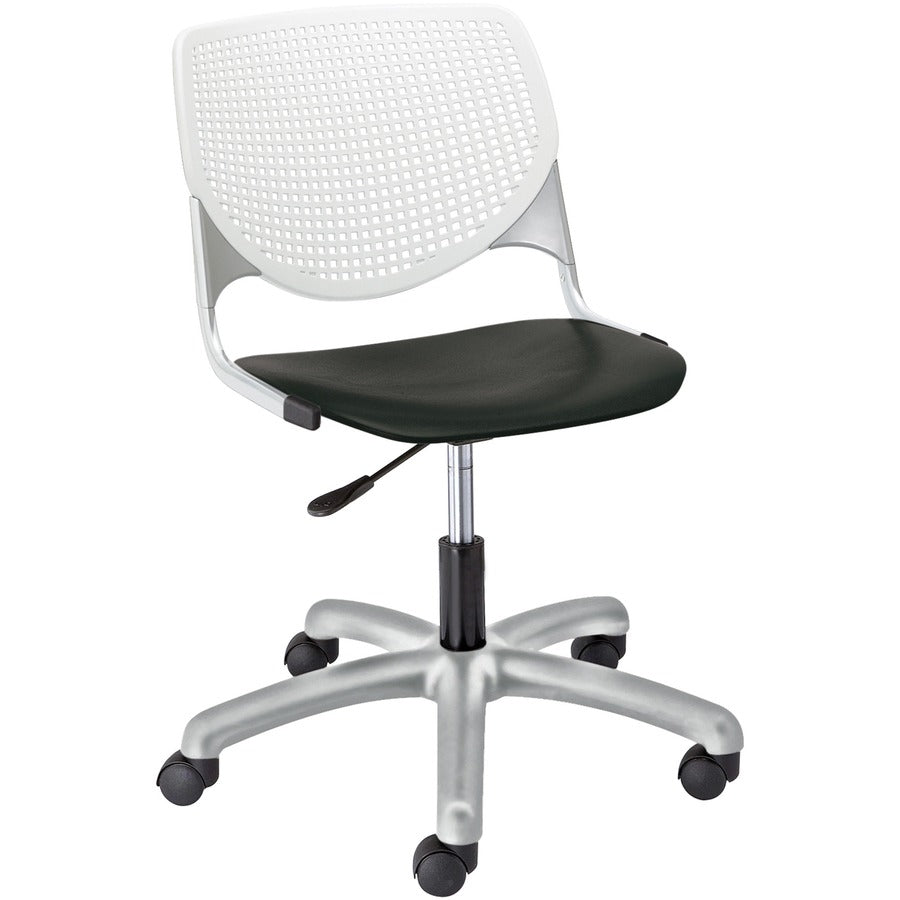 KFI Kool Task Chair With Perforated Back - Black Seat Color - Polypropylene Seat Material - White Back Color - Polypropylene, Aluminum Alloy Back Material - Powder Coated Silver Frame Color - Tubular Steel Frame Material - 5-star Base - 1 Each