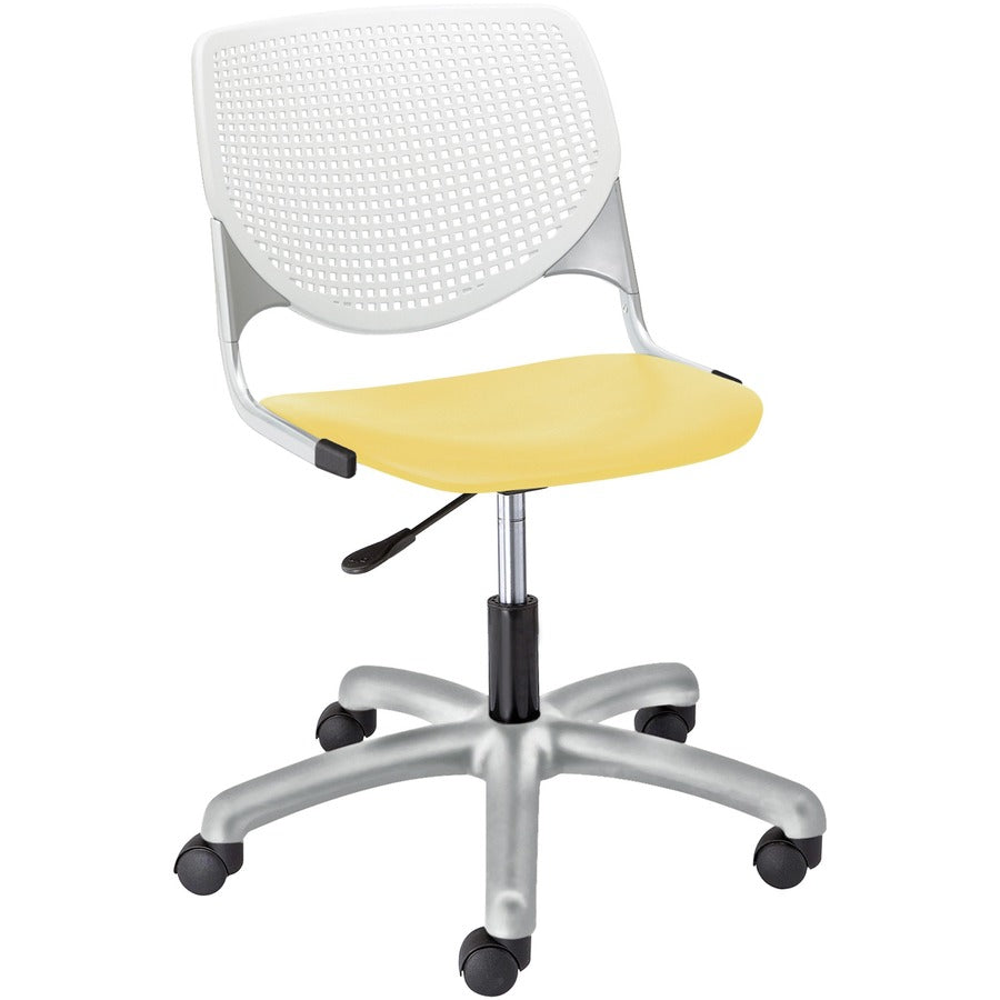 KFI Kool Task Chair With Perforated Back - Yellow Seat Color - Polypropylene Seat Material - White Back Color - Polypropylene, Aluminum Alloy Back Material - Powder Coated Silver Frame Color - Tubular Steel Frame Material - 5-star Base - 1 Each