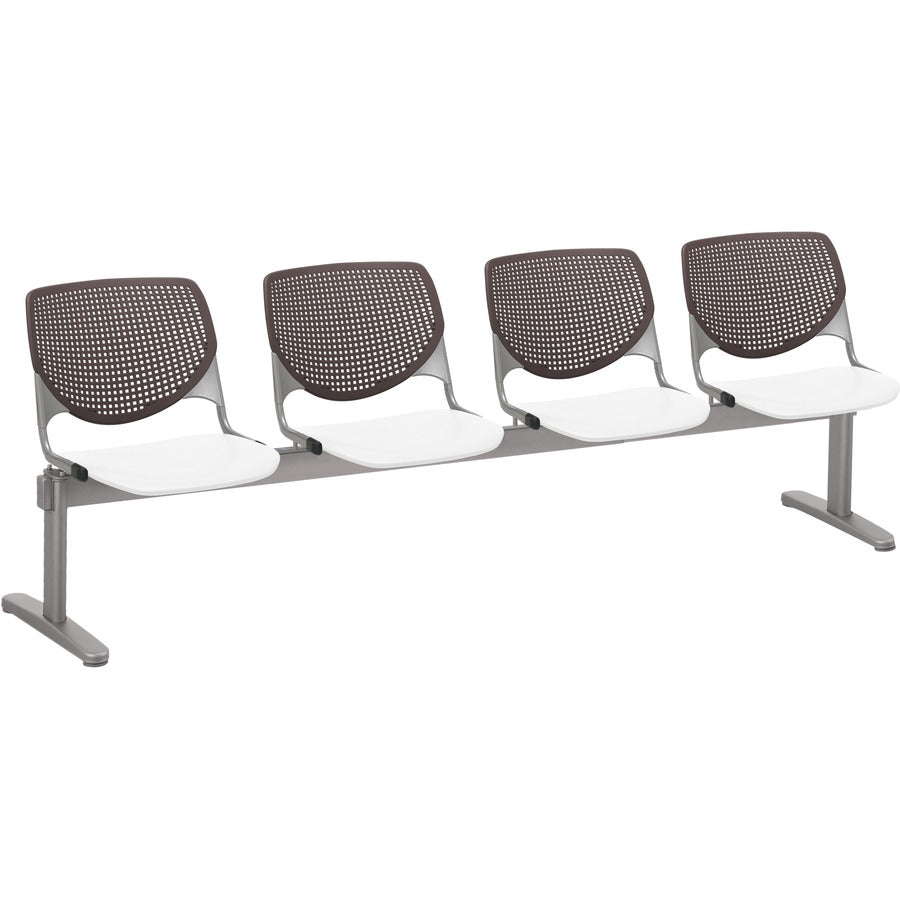 KFI Kool 4 Seat Beam Chair - White Seat Color - Polypropylene Seat Material - Brownstone Back Color - Polypropylene, Aluminum Alloy Back Material - Powder Coated Silver Frame Color - Tubular Steel Frame Material - 1 Each