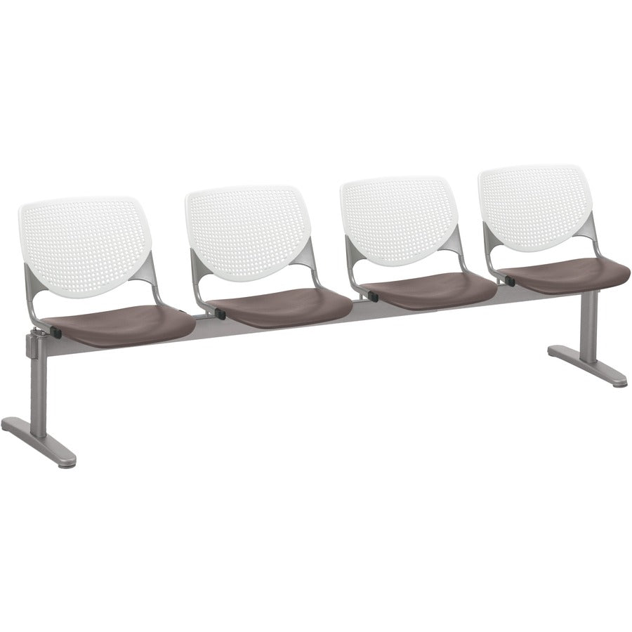 KFI Kool 4 Seat Beam Chair - Brownstone Seat Color - Polypropylene Seat Material - White Back Color - Polypropylene, Aluminum Alloy Back Material - Powder Coated Silver Frame Color - Tubular Steel Frame Material - 1 Each