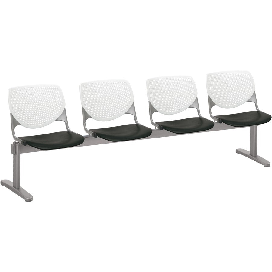 KFI Kool 4 Seat Beam Chair - Black Seat Color - Polypropylene Seat Material - White Back Color - Polypropylene, Aluminum Alloy Back Material - Powder Coated Silver Frame Color - Tubular Steel Frame Material - 1 Each