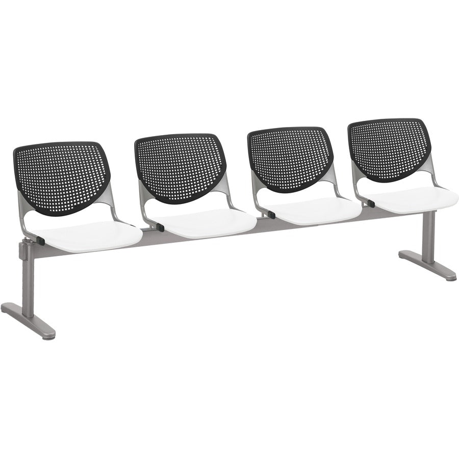 KFI Kool 4 Seat Beam Chair - White Seat Color - Polypropylene Seat Material - Black Back Color - Polypropylene, Aluminum Alloy Back Material - Powder Coated Silver Frame Color - Tubular Steel Frame Material - 1 Each