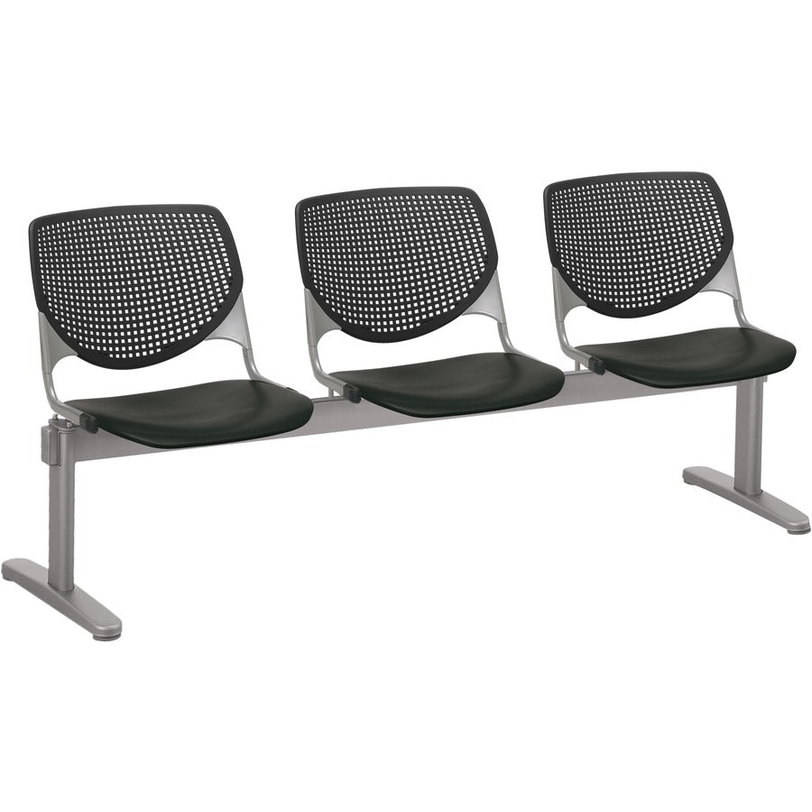 KFI Kool 3 Seat Beam Chair - Black Seat Color - Polypropylene Seat Material - Black Back Color - Polypropylene, Aluminum Alloy Back Material - Powder Coated Silver Frame Color - Tubular Steel Frame Material - 1 Each
